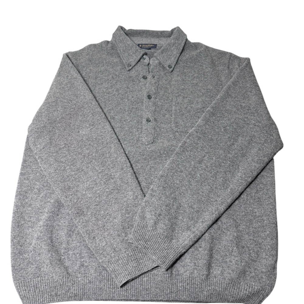 Brooks Brothers Thick Lambswool popover polo knit sweater Men’s XXL Gray